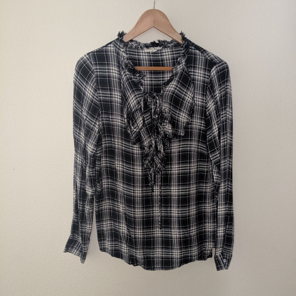 Extra soft lace up plaid shirt